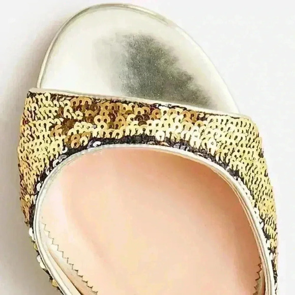 J.CREW Lucie ankle-strap block heel wedding sandals with sequins | Size 5 Medium - Picture 3 of 4